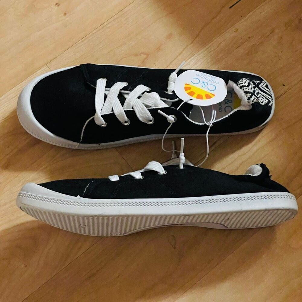 NWT C&C California 9 Gorgeous Scrunch Back Black Sneaker Slip-Ons No Tie Shoes - Picture 6 of 12